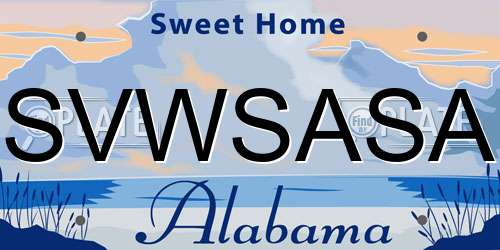 SVWSASA Alabama License Plate