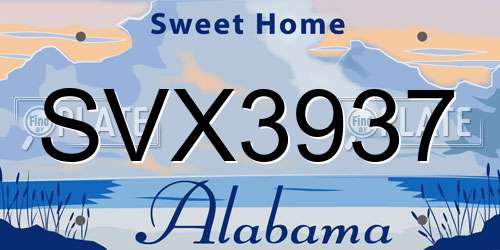 SVX3937 Alabama License Plate