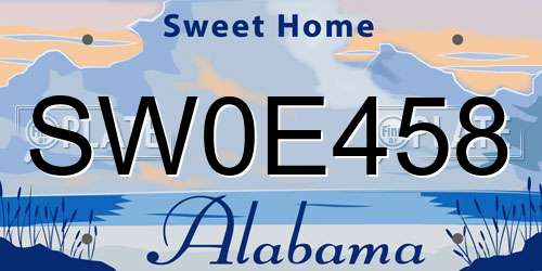 SW0E458 Alabama License Plate