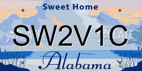 SW2V1C Alabama License Plate