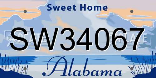 SW34067 Alabama License Plate