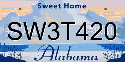 SW3T420 Alabama License Plate