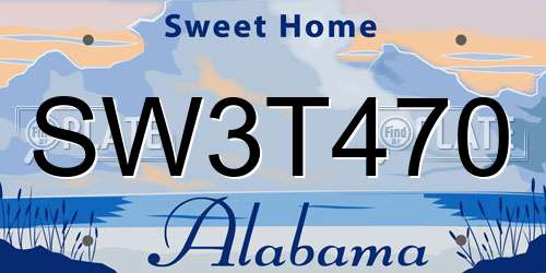 SW3T470 Alabama License Plate