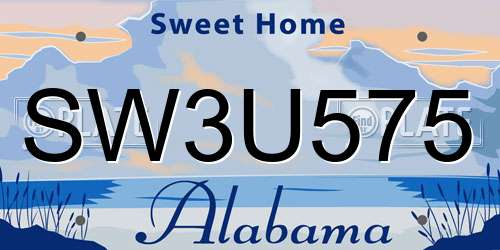 SW3U575 Alabama License Plate