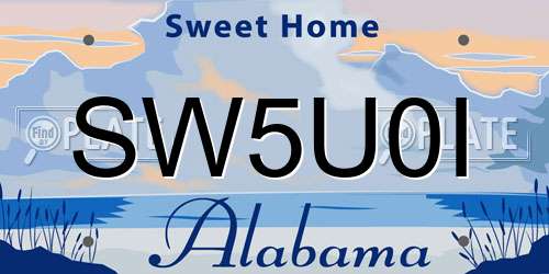 SW5U0I Alabama License Plate
