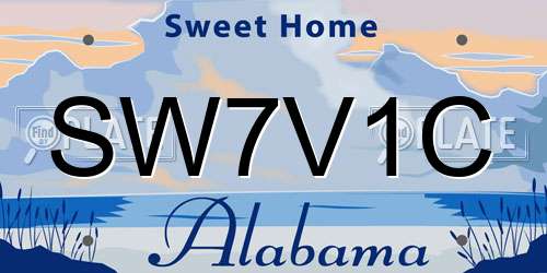 SW7V1C Alabama License Plate