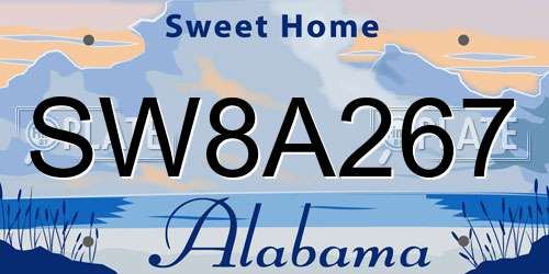 SW8A267 Alabama License Plate
