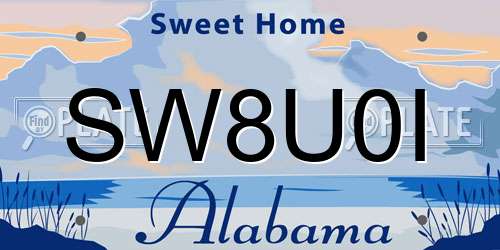 SW8U0I Alabama License Plate
