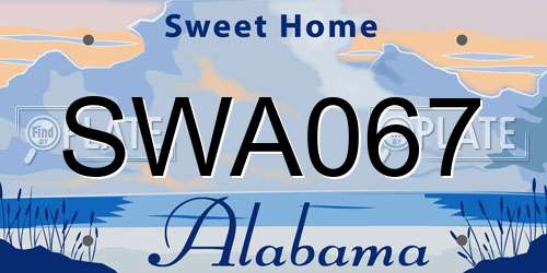 SWA067 Alabama License Plate