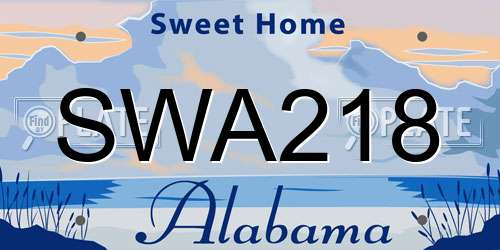 SWA218 Alabama License Plate