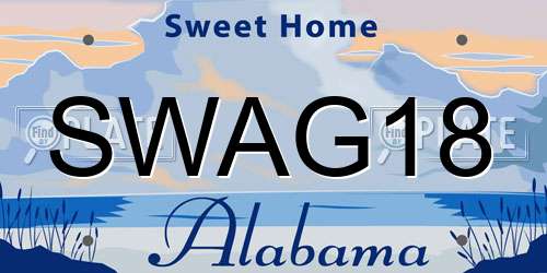 SWAG18 Alabama License Plate