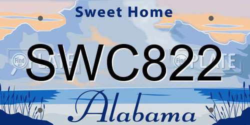 SWC822 Alabama License Plate