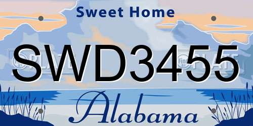 SWD3455 Alabama License Plate