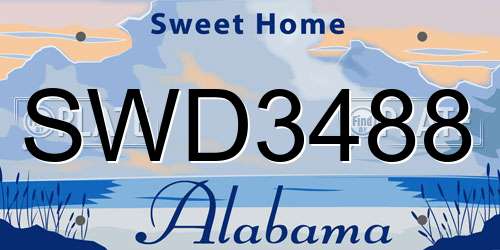 SWD3488 Alabama License Plate