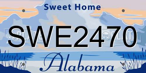 SWE2470 Alabama License Plate