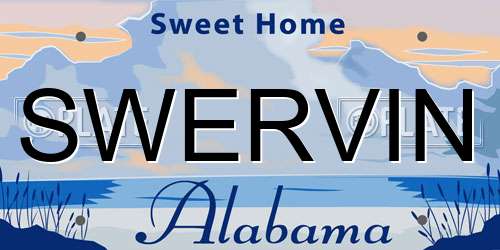 SWERVIN Alabama License Plate