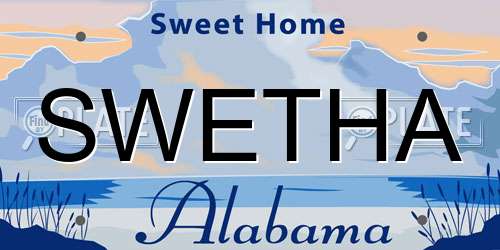SWETHA Alabama License Plate