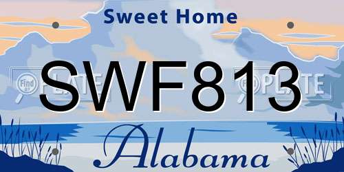SWF813 Alabama License Plate