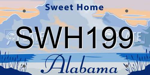 SWH199 Alabama License Plate