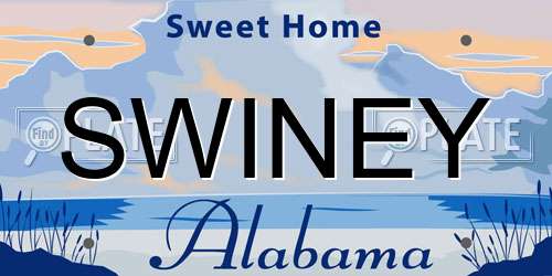 SWINEY Alabama License Plate