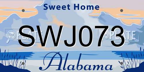 SWJ073 Alabama License Plate