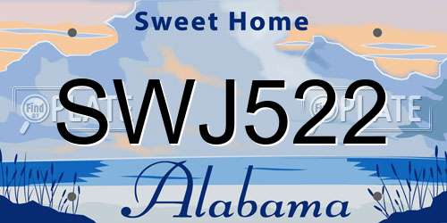 SWJ522 Alabama License Plate