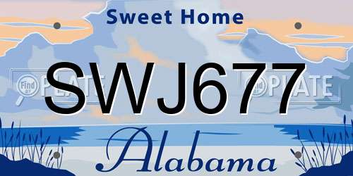 SWJ677 Alabama License Plate