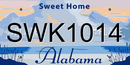 SWK1014 Alabama License Plate