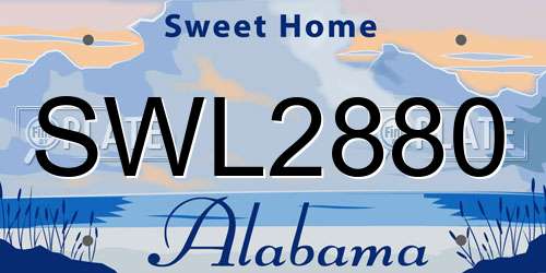SWL2880 Alabama License Plate