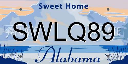 SWLQ89 Alabama License Plate