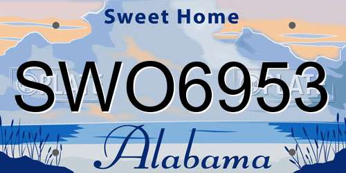 SWO6953 Alabama License Plate