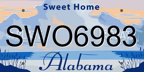 SWO6983 Alabama License Plate