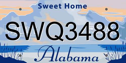 SWQ3488 Alabama License Plate