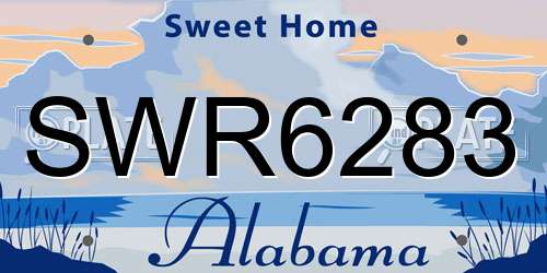 SWR6283 Alabama License Plate