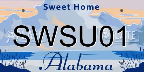 SWSU01 Alabama License Plate