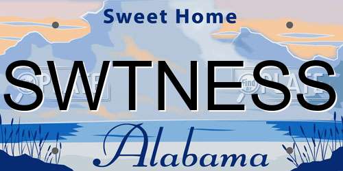 SWTNESS Alabama License Plate