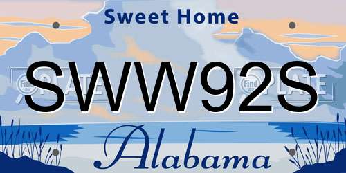 SWW92S Alabama License Plate