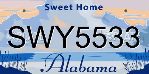 SWY5533 Alabama License Plate