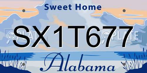 SX1T677 Alabama License Plate