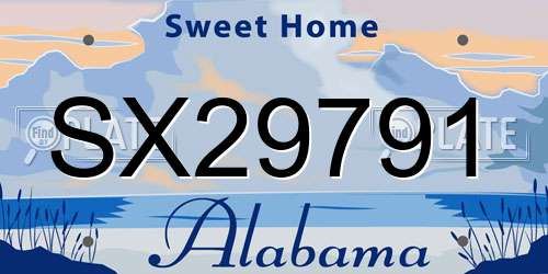 SX29791 Alabama License Plate