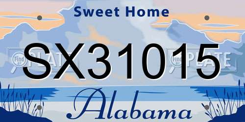 SX31015 Alabama License Plate