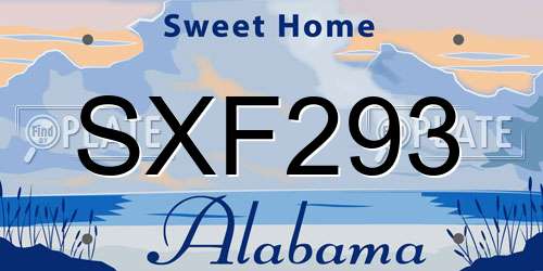 SXF293 Alabama License Plate