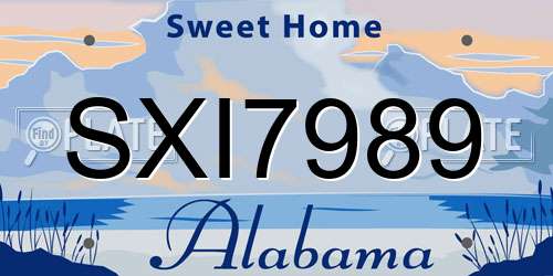 SXI7989 Alabama License Plate