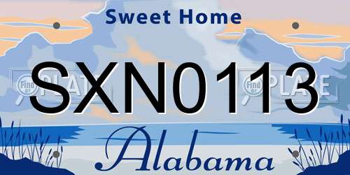 SXN0113 Alabama License Plate
