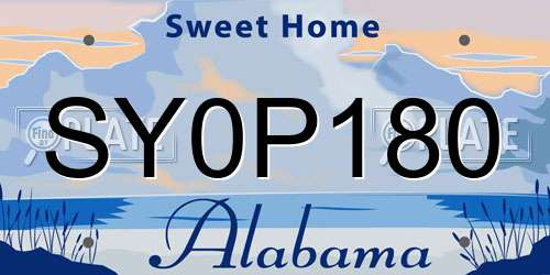 SY0P180 Alabama License Plate