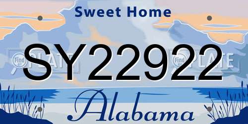 SY22922 Alabama License Plate