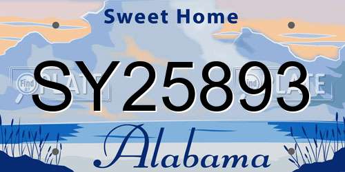 SY25893 Alabama License Plate