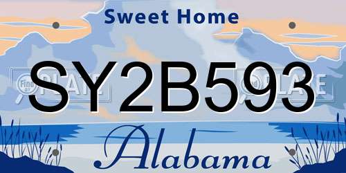 SY2B593 Alabama License Plate