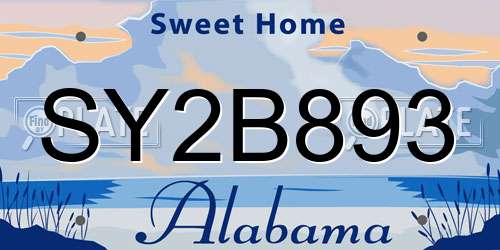 SY2B893 Alabama License Plate