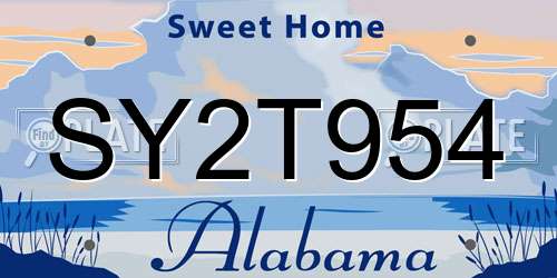 SY2T954 Alabama License Plate